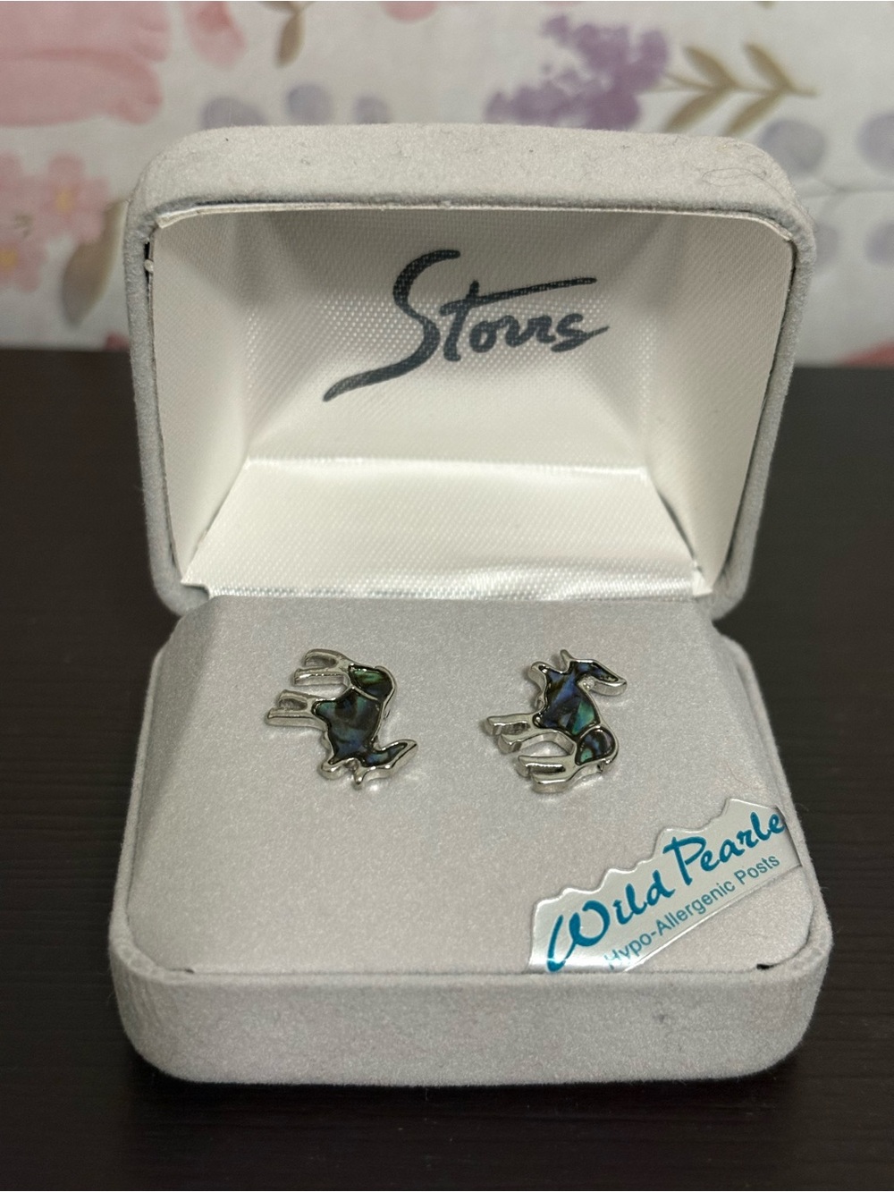 Wild Pearle Majestic Moose Earrings by A.T. Storrs. Genuine Abalone shell. NIB